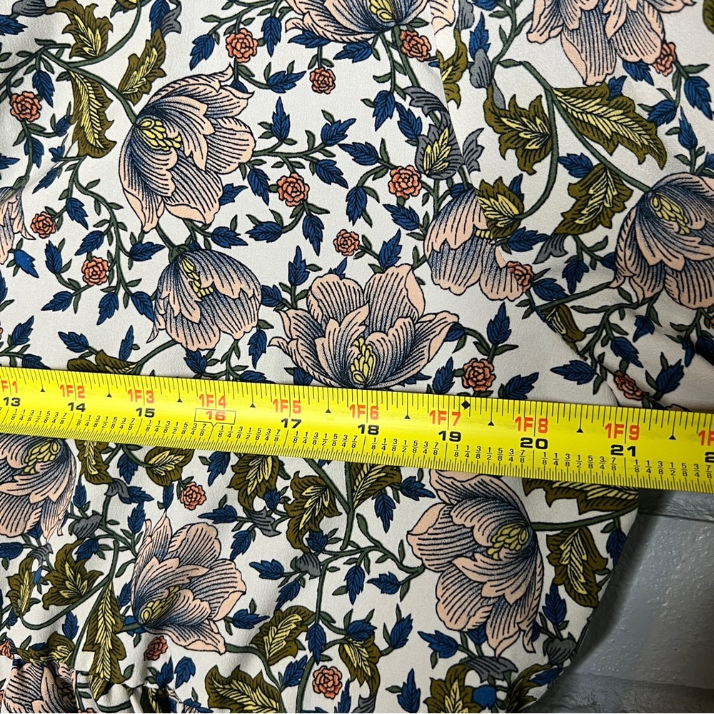 Floral Print Long-Sleeve Peasant Top - Cream/Olive - Picture 14 of 15